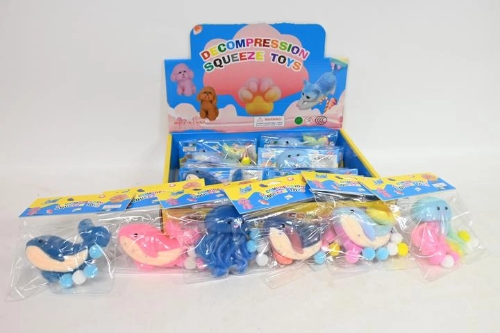 Jucărie antistres de strâns (squishy) în formă de animăluț – display de vânzare 16 buc.