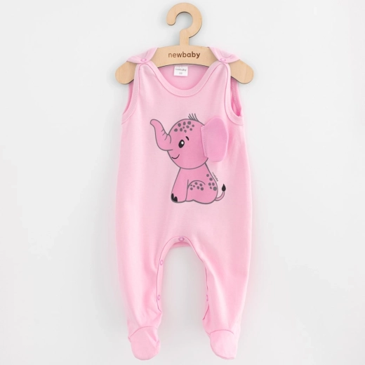 Salopetă pentru bebeluși din bumbac New Baby Happy Elephant roz 74 (6–9 luni)