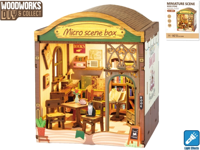 Kit de construcție din lemn Woodworks Librărie cu iluminare