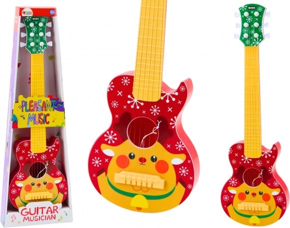 chitară jucărie pentru copii cu reglajul corzilor renifer roșu