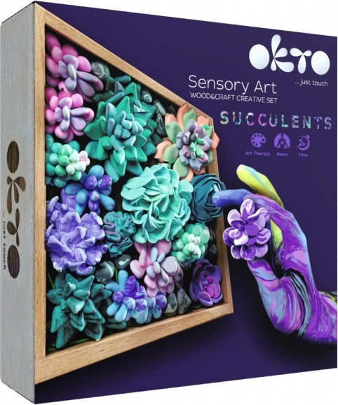 OKTO Tenderness set creativ de modelaj – suculente în ramă din lemn 21 × 21 cm
