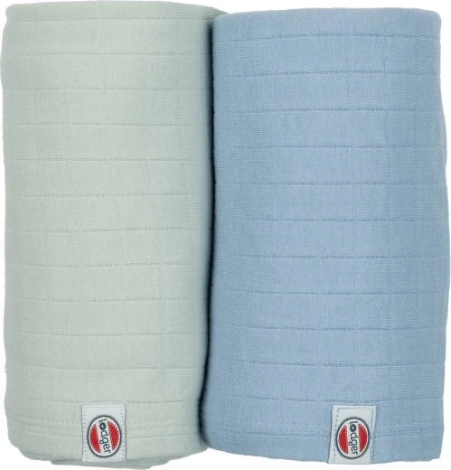Lodger swaddler solid din bumbac organic 110 × 110 cm Peppermint/Blue fogg (2 buc)