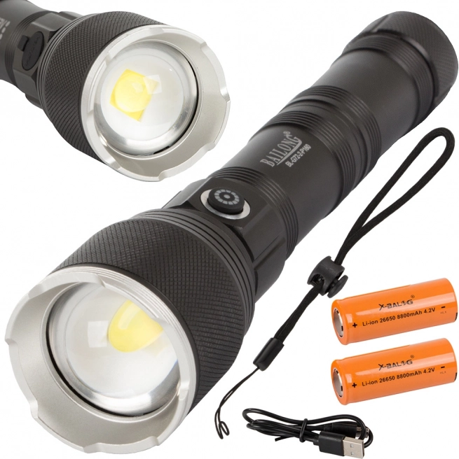 Lanterna tactică militară Bailong cu LED Cree XHP160 și zoom