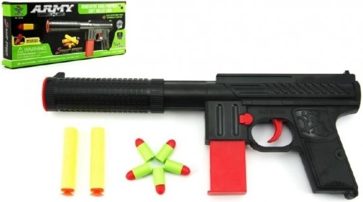 Pistol pentru copii cu săgeți din spumă, 30 cm