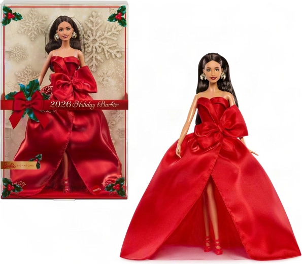 Mattel Barbie Signature păpușă de colecție de Crăciun 2026 în rochie roșie - 1 bucată