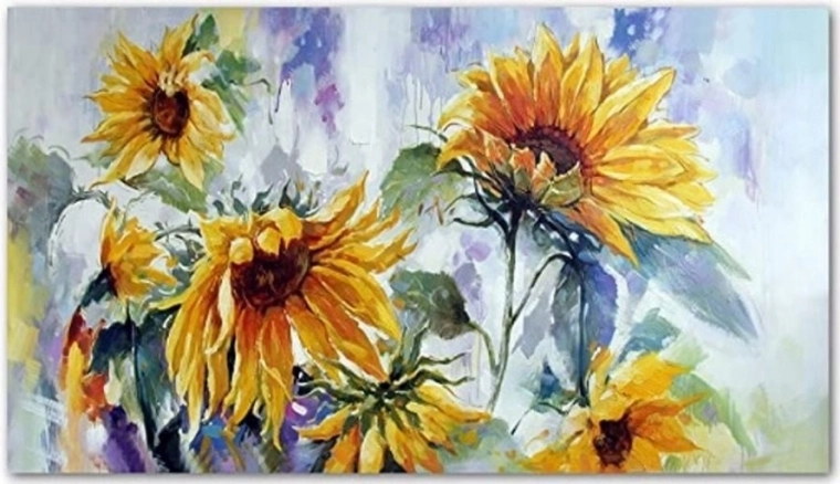Pictură cu diamante floarea-soarelui 80 × 40 cm