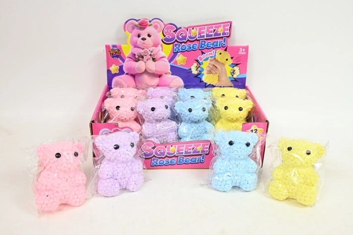 Ursuleț antistres de strâns (squishy) în display de vânzare, 12 buc.