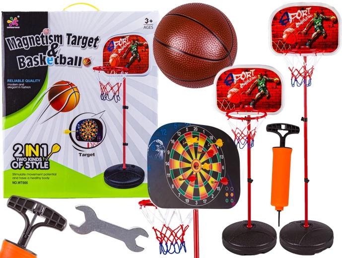 Set de joacă pentru copii 2 în 1: baschet și darts magnetic (dart) 166 cm