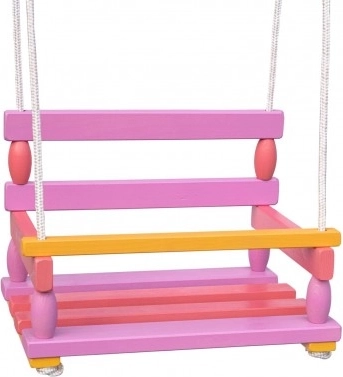 Leagăn din lemn pentru copii 40 × 30 cm, capacitate 80 kg – Roz
