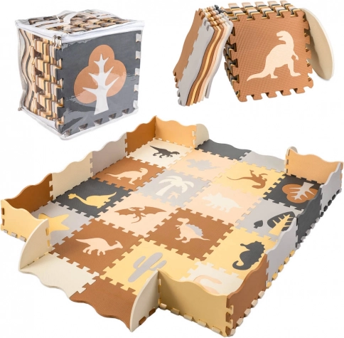 Covoraș puzzle din spumă pentru copii cu dinozauri 143 × 143 cm, 36 piese