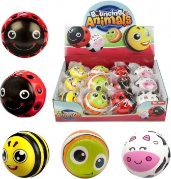 Minge săltăreață din cauciuc cu animale 6 cm, mix de modele