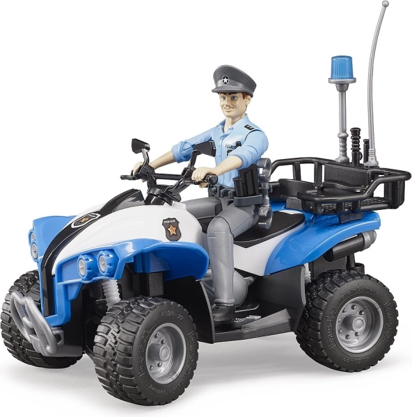 Bruder ATV de poliție albastru cu figurină