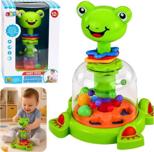 Spinner interactiv broască cu bile colorate învârtitoare pentru bebeluși