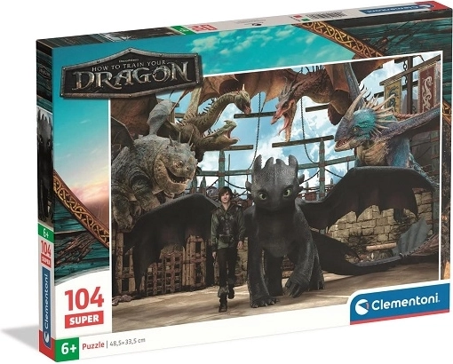 Puzzle Clementoni SuperColor Cum să îți dresezi dragonul, 104 piese