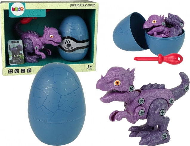 Set de construcție dinozaur STYGIMOLOCH cu ou și șurubelniță – mov