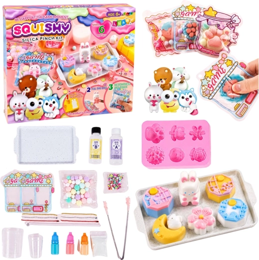 Set creativ pentru realizarea figurinelor squishy – iepurași și deserturi DIY