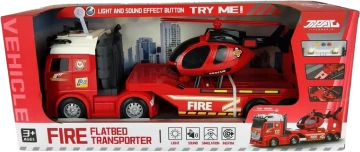 Set de pompieri pentru copii – camion cu macara și elicopter