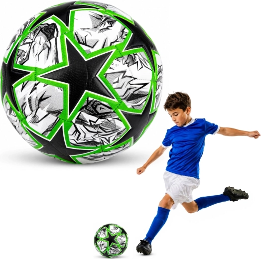 Minge de fotbal pentru antrenament, mărimea 5, negru-verde, 22 cm