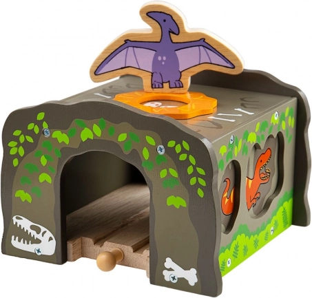Bigjigs Rail tunel dinozaur T. rex pentru trenulețe
