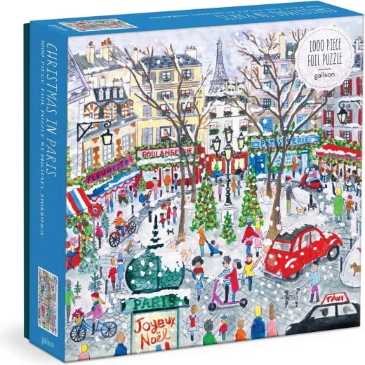 Puzzle cu folie Crăciun la Paris – Michael Storrings (Galison, 1000 de piese)