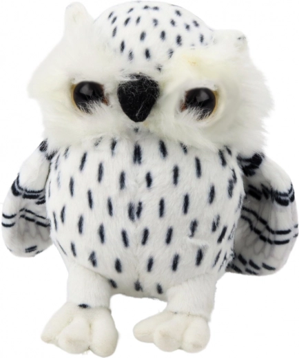 Bufniță mică din pluș albă cu puncte negre 15 cm