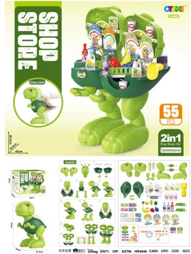 Dinozaur mobil și magazin alimentar 2 în 1 pentru copii