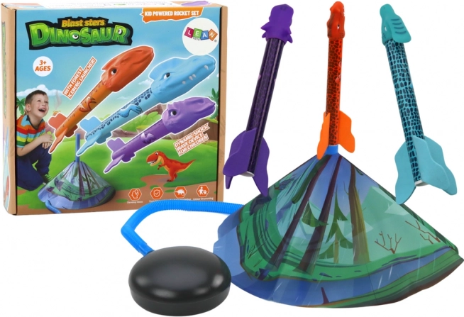 Set pentru copii cu rachetă lansatoare cu dinozauri