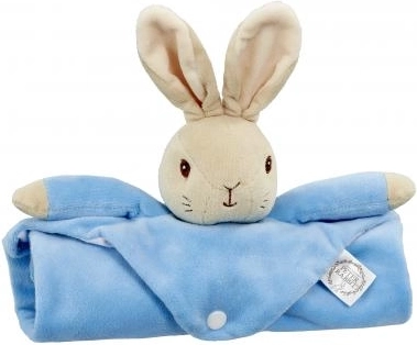 Păturică din pluș cu iepurașul PETER RABBIT, albastră 37,5 × 37,5 cm