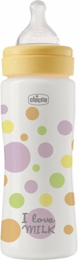 Biberon Chicco Perfect Easy 330 ml cu tetină din silicon cu debit rapid 4m+ pentru fete