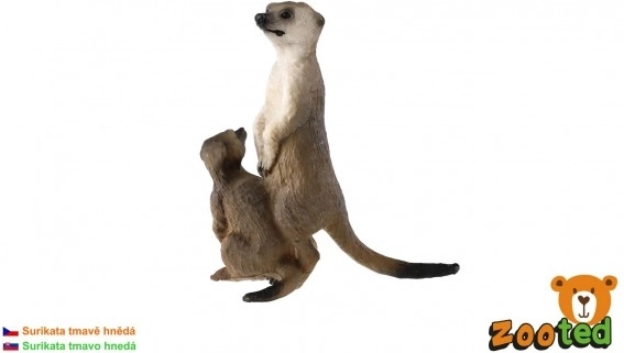 Figurină suricată cu pui 8 cm, maro închis