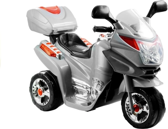 Motocicletă electrică pentru copii, cu trei roți, argintie