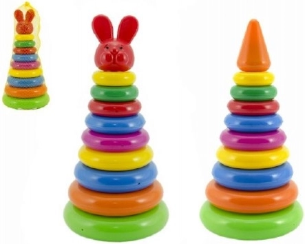 Piramidă stivuibilă cu inele pentru copii, plastic 28 cm
