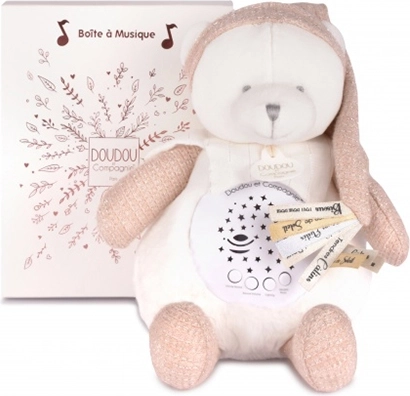 Doudou et Compagnie lampă de veghe muzicală cu proiecție de stele – ursuleț roz