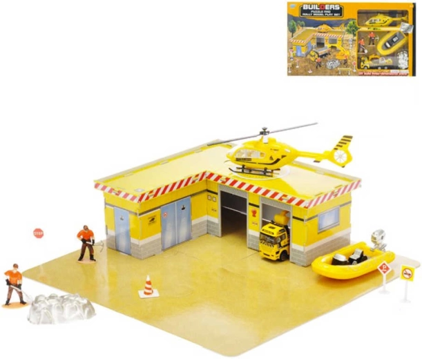 Set de puzzle de construcție 33 buc. cu 2 mașini (metal) și accesorii în cutie
