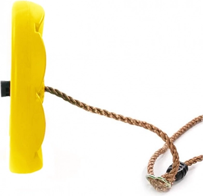 Leagăn de grădină pentru copii, șezut în formă de floare cu frânghie – galben