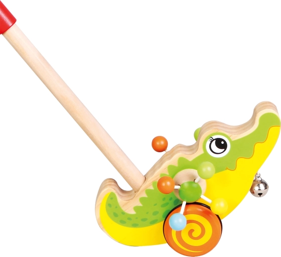 Bino crocodil din lemn pe băț