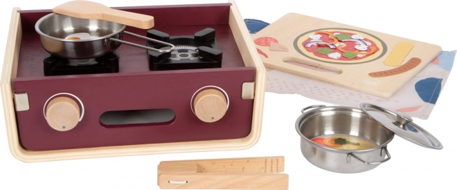 aragaz de camping din lemn SMALL FOOT – bucătărie portabilă pentru copii 5‑în‑1