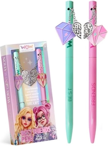 Set de două pixuri pentru cele mai bune prietene WOW GENERATION cu pandantive inimă