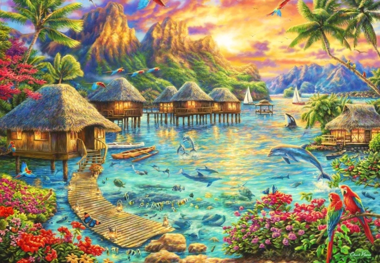 Colecția Grafika Art: Puzzle oază tropicală 1000 de piese