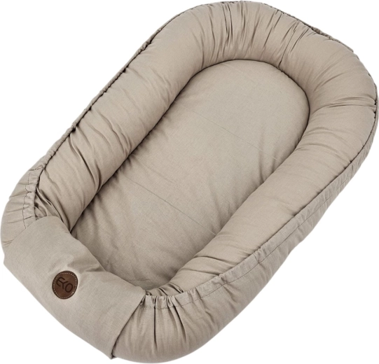 Cuib ECO din bumbac pentru bebeluș, bej închis, 85 × 50 cm – Bej închis