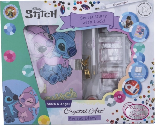 Caiet cu lacăt Crystal Art Stich și Angel A5