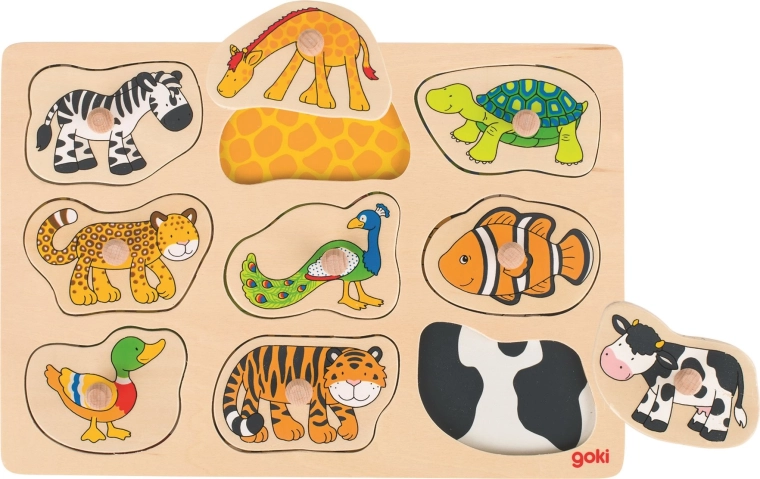 Puzzle din lemn Goki cu animale