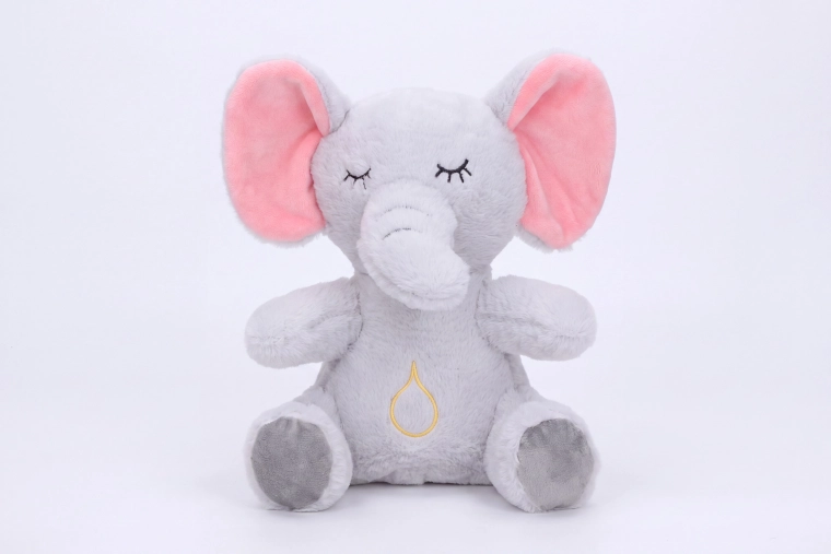 Elefant de pluș care respiră, cu efecte luminoase și sonore, 30 cm