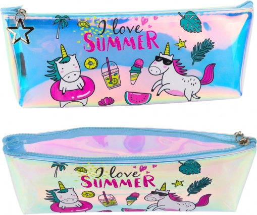 Penar holografic pentru fete cu motiv de vară și unicorn 20 × 8 cm