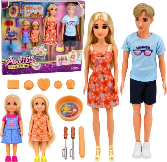 Anlily set de păpuși Familie cu accesorii pentru picnic
