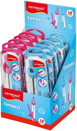 Compas KEYROAD Jelly Bean în husă, set pentru cercuri precise