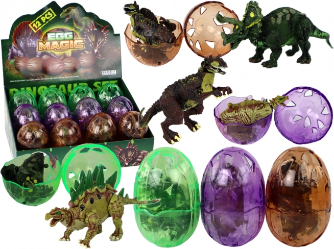 Ou de dinozaur cu figurină, 9 cm, 3 culori