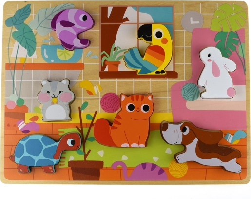 Puzzle Montessori lemn Tooky Toy Animale Acasă
