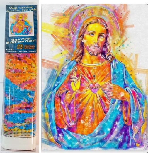 Pictură cu diamante Isus Strălucitor 30x40 cm