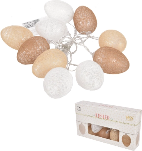 Ouă decorative LED de Paște din ratan 10 buc. 4 × 6 cm